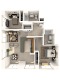 2 bed 2 bath A Mortenson Floor Plan at Hartford 21, Hartford, Connecticut