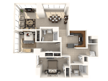 2 bed 2 bath B Bushnell Floor Plan at Hartford 21, Hartford, Connecticut