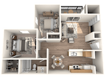 2 bed 1 bathroom Chestnut Floor Plan | Village Oaks at Village Oaks Apartments, Austin, 78759