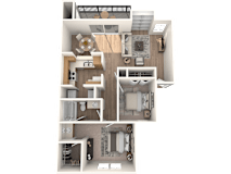 2 bed 1 bathroom Evergreen Floor Plan | Village Oaks at Village Oaks Apartments, Austin