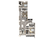 3 bed 2 bath Casablanca Deluxe Floor Plan at Paramount on Lake Eola, Orlando, FL