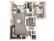 1 bedroom 1 bath Clevelander Floor Plan at Paramount on Lake Eola, Orlando, FL, 32801