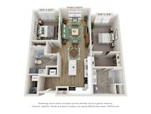 B3 Floor Plan | 1,074 Sq. Ft.at Edgebrook Residences, Merrimack New Hampshire
