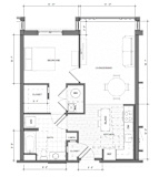a floor plan of a one bedroom apartment