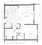 a floor plan of a one bedroom apartment