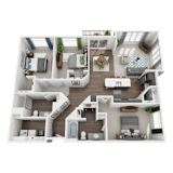 a 3 bedroom floor plan with a bathroom and a living roomat SoRoc On Maine, Rochester, MN 55904