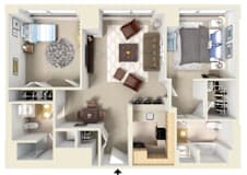 2 Bed 2 Bath 1094 SF Floor Plan at Residences at Manchester Place, New Hampshire