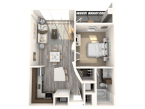 1 bedroom 1 bath Rockefeller Deluxe Floor Plan at Paramount on Lake Eola, Orlando, 32801