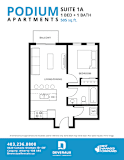 Suite 1A Floor Plan at Podium Apartments, Calgary, Alberta