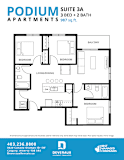 Suite 3A Floor Plan at Podium Apartments, Calgary, T2E 7J2