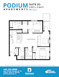 A floor plan for a 2 bedroom and 2 bath apartment.