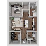 C1 One Bedroom One Bathroom 3D Floorplan at Solhaven Grand Chute, Appleton, WI