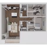 D2 Two Bedroom Two Bathroom 3D Floorplan at Solhaven Grand Chute, Appleton, Wisconsin