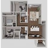 F1 Three Bedroom Two Bathroom 3D Floorplan at Solhaven Grand Chute, Appleton, 54913