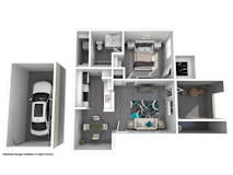 A diagram of a house layout with a detached garage available on select homes.