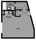 Studio - S1B Floor Plan at 3801 Connecticut Avenue, Washington