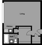 Studio - S1G Floor Plan at 3801 Connecticut Avenue, Washington, DC, 20008