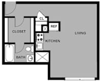 Studio - S1K Floor Plan at 3801 Connecticut Avenue, Washington