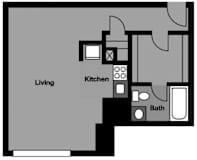 Studio - S1M Floor Plan at 3801 Connecticut Avenue, Washington, 20008