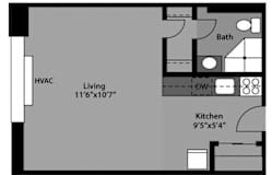 Studio - S1C Floor Plan at The Kenmore, Washington, 20015