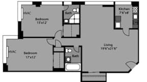 2 Bed / 2 Bath - B2B Floor Plan at The Kenmore, Washington