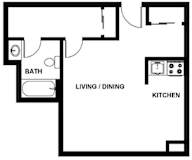 Studio - S1G Floor Plan at The Kenmore, Washington, 20015