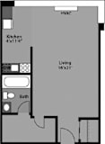 Studio - S1F Floor Plan at The Kenmore, Washington, DC