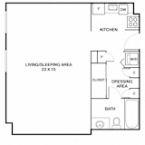 Studio 1 bath floor plan Cat Riverside Apartments, Alexandria, 22303