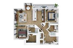 2 bedroom 2 bathroom floorplan with balcony at The Park on Washington Apartments, Murrieta, 92562