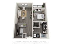 1 bed 1 bath floor plan D at 5300 Centre, St. Peters, Missouri