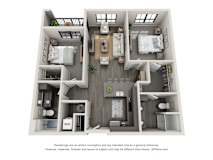 2 bed 2 bath floor plan at 5300 Centre, St. Peters, Missouri