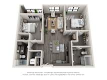 2 bed 2 bath floor plan Aat 5300 Centre, Missouri
