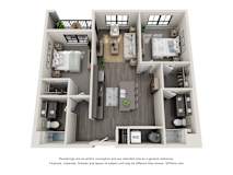 2 bed 2 bath floor plan D at 5300 Centre, St. Peters, MO