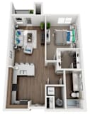 1 bed 1 bath floor plan H at The Villages of Twin Oaks, Missouri, 63021