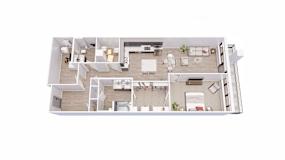 1 bed 1.5 bath 1A8 Floor Plan at Tesson Ridge, Missouri, 63128