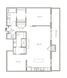 A floor plan of a house with a balcony on the side.