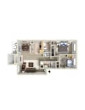 3D floor plan of 2X2 at Murrayhill Park, Beaverton, OR