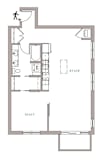 Studio floor plan with walk-in closet at 1800 Lake Apartments, Minneapolis