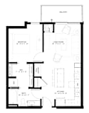 1 Bed 1 Bath Floorplan at Elements of Linden Hills, Minneapolis, Minnesota