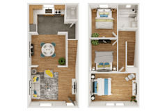 3 bedroom floorplan at Fay Street Apartments, Winchester