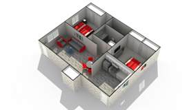 2 bed 2 bath floor plan B at The Clarendon Apartment Homes, Illinois