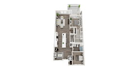 2 bedroom + 2 bath floor plan at Arrive Los Carneros Apartments, California