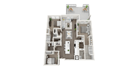 3 bedroom 2.5 bath floor plan at Arrive Los Carneros Apartments, Goleta, CA, 93117