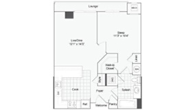 1 bedroom 1 bath floor plan H at Arrive Wheaton, Maryland, 20902