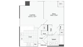 1 bedroom 1 bath floor plan C at Arrive Wheaton, Wheaton, MD