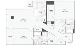 2 bedroom 2 bath floor plan K at Arrive Wheaton, Wheaton