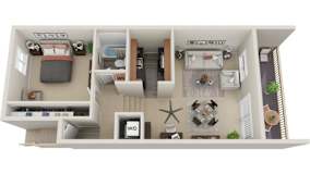 1 bed 1 bath Birchwood1 Floor Plan at The Bluffs at Mountain Park, Lake Oswego, 97035