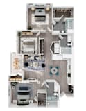 Three bedroom 2 bath floor plan at Arrive Vacaville, California