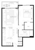 1 Bedroom 1 Bath 695 Sq.Ft. A1A Floor Plan at Mayla Pompano, Pompano Beach, FL