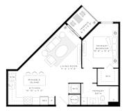 1 Bedroom 1 Bath 655 Sq.Ft. A2 Floor Floor Plan at Mayla Pompano, Pompano Beach, Florida